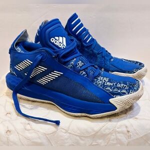 Adidas Dame 6 Basketball Glow Blue Basketball Sneaker Shoes - YOUTH 4.5